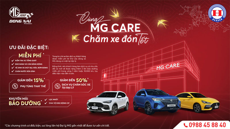 ƯU ĐÃI DỊCH VỤ MG ĐỒNG NAI – CÙNG MG CARE, CHĂM XE ĐÓN TẾT